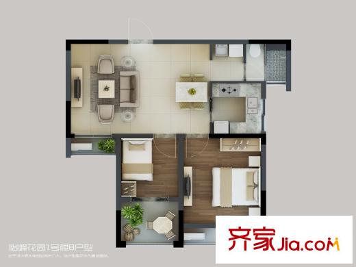 騁望怡峰花園一期7、8號樓標(biāo)準(zhǔn)層B戶型 2室2廳1衛(wèi)1廚