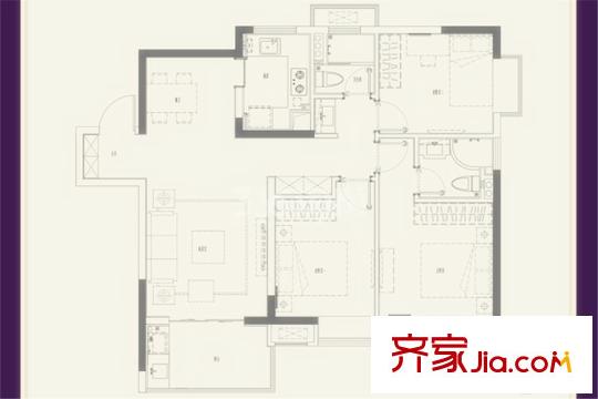 中海國(guó)際社區(qū)A2-1幢標(biāo)準(zhǔn)層A戶型 3室2廳2衛(wèi)1廚