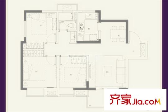 中海國(guó)際社區(qū)A2-1、A2-2幢標(biāo)準(zhǔn)層C戶型 3室2廳1衛(wèi)1廚