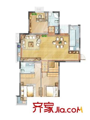 善水灣三期23、25號樓標(biāo)準(zhǔn)層C4戶型 3室2廳2衛(wèi)1廚
