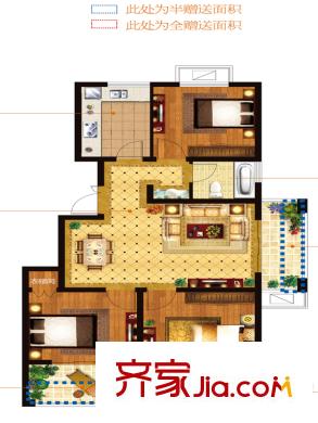 美麟香漫山一期8-11號樓標(biāo)準(zhǔn)層C戶型 3室2廳1衛(wèi)1廚