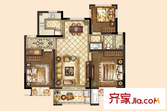 旭輝銀城白馬瀾山洋房標(biāo)準(zhǔn)層B2戶型 3室2廳1衛(wèi)1廚