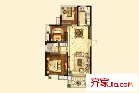 招商雍和府一期標(biāo)準(zhǔn)層B2-1戶型 3室2廳1衛(wèi)1廚