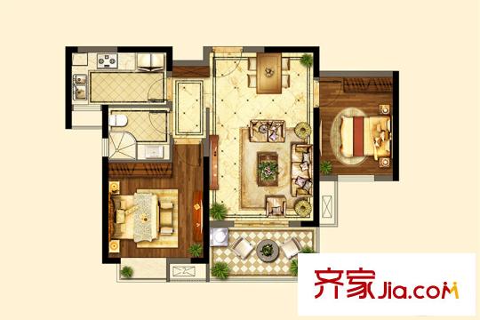 招商雍和府一期標(biāo)準(zhǔn)層A戶型 2室2廳2衛(wèi)1廚