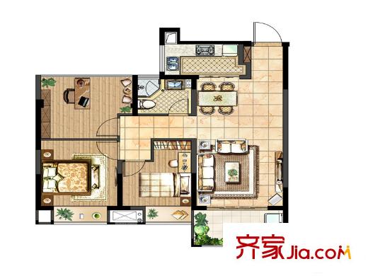 中電頤和府邸一期高層3#6#標(biāo)準(zhǔn)層A戶(hù)型  3室2廳1衛(wèi)1廚