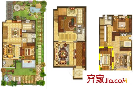 銀城藍(lán)溪郡一期標(biāo)準(zhǔn)層疊拼別墅B下戶型 7室2廳3衛(wèi)1廚