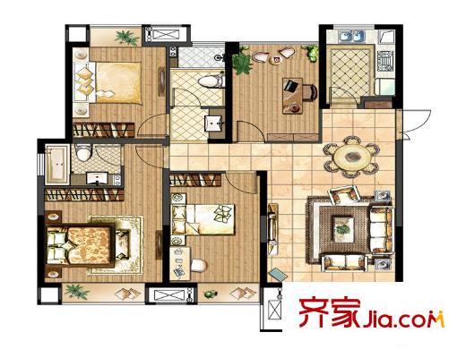 中電頤和府邸一期高層3#6#標(biāo)準(zhǔn)層C戶(hù)型  4室2廳2衛(wèi)1廚