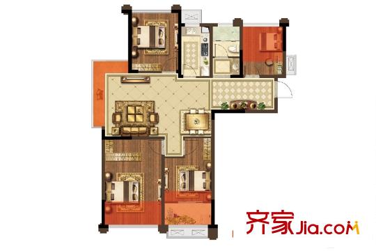 愛濤尚書云邸一期D戶型 4室2廳1衛(wèi)1廚