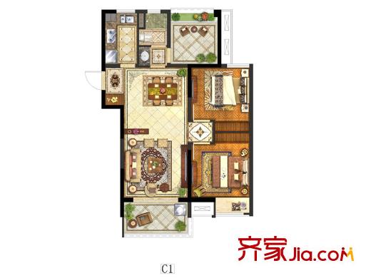 保利中央公園一期東苑13號(hào)樓標(biāo)準(zhǔn)層C1戶型 3室2廳1衛(wèi)1廚