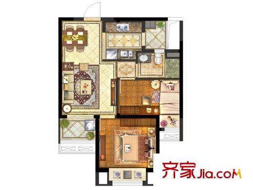 保利中央公園一期東苑13號(hào)樓標(biāo)準(zhǔn)層A戶型 2室2廳1衛(wèi)1廚