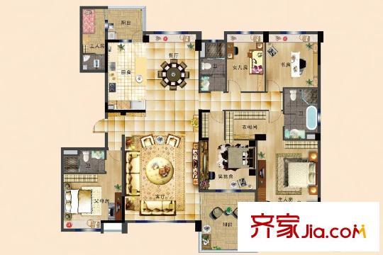 碧桂園鳳凰城芷蘭灣組團15幢標準層YJ戶型 5室2廳3衛(wèi)1廚