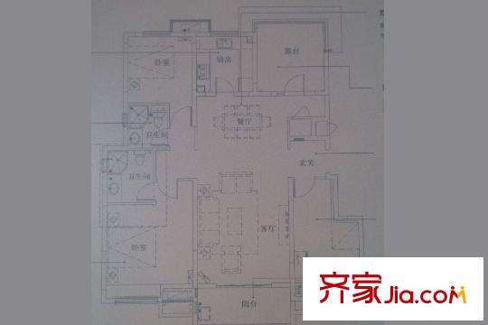 萬科璞悅山一期13幢、23幢標準層B戶型 3室2廳2衛(wèi)1廚