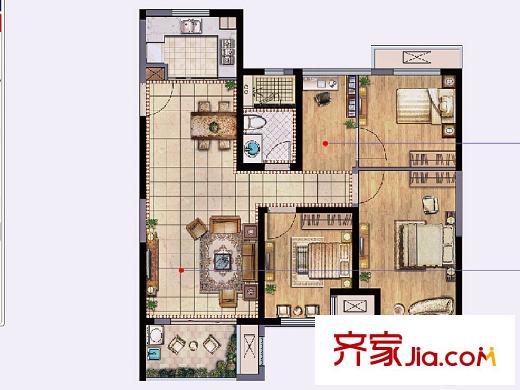 新城香悅瀾山一期1-18幢標(biāo)準(zhǔn)層C戶型 4室2廳1衛(wèi)1廚