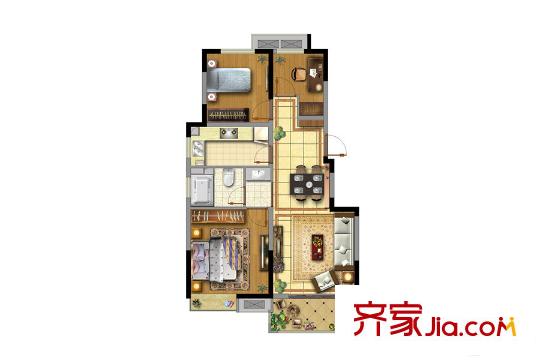 銀億東城十二街1、2、3、4、5幢標(biāo)準(zhǔn)層B1戶型 3室2廳1衛(wèi)1廚