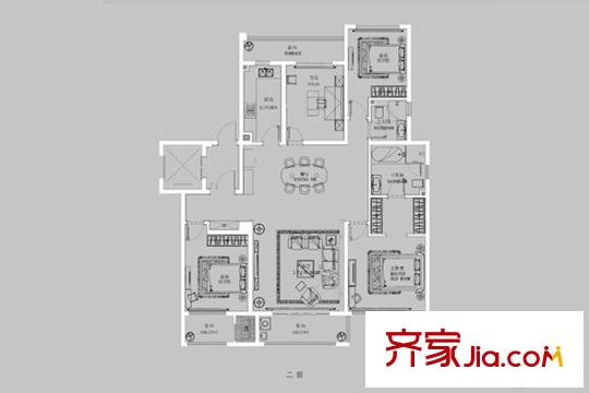 升龍公園道D地塊D01#、D05-D08#二層Hb戶型 4室2廳2衛(wèi)1廚
