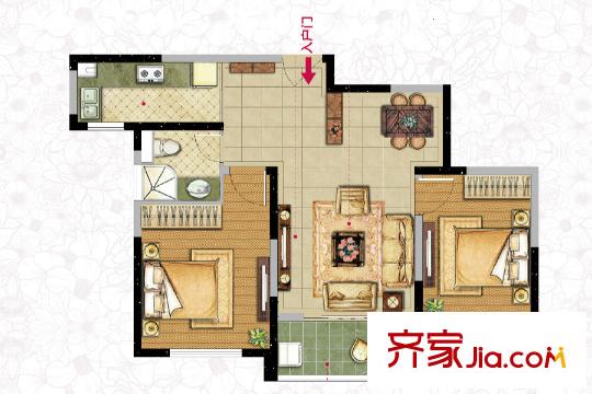 南京綠地國際花都一期首批小高層標(biāo)準(zhǔn)層A1戶型 2室2廳1衛(wèi)1廚