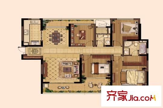 升龍?zhí)靺R一/二期標(biāo)準(zhǔn)層C戶(hù)型 4室2廳2衛(wèi)1廚