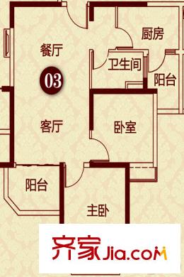 恒大雅苑二期14幢15幢16幢19幢1單元標(biāo)準(zhǔn)層C戶型 2室2廳1衛(wèi)1廚