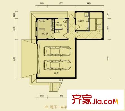 明發(fā)珍珠泉9號一期獨棟戶型A-1 地下一層 2室1衛(wèi)