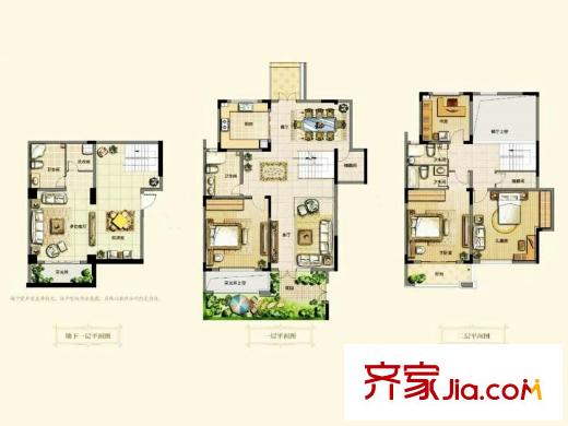 鳳凰山莊一期01-20幢疊加A1戶型 4室2廳3衛(wèi)1廚