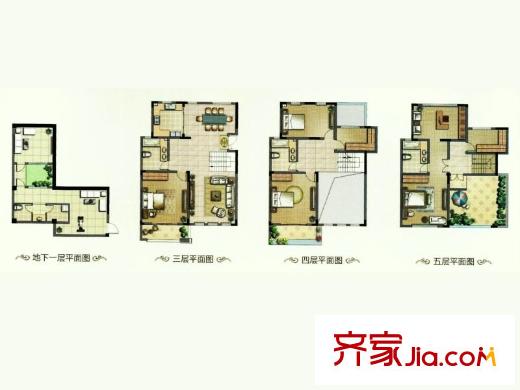 鳳凰山莊一期01-20幢疊加B戶型 5室2廳3衛(wèi)1廚