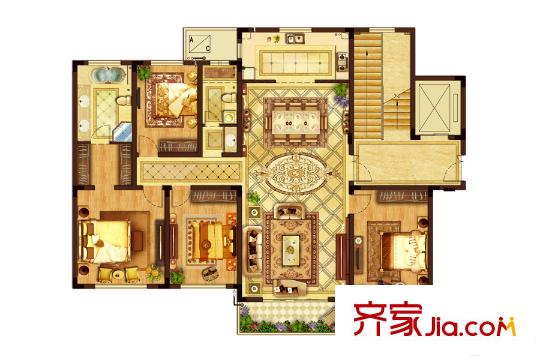 蘇寧鐘山朝陽(yáng)府二期洋房標(biāo)準(zhǔn)層C1戶(hù)型 4室2廳2衛(wèi)1廚