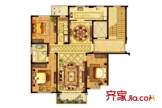 蘇寧鐘山朝陽(yáng)府二期洋房標(biāo)準(zhǔn)層A1戶(hù)型 3室2廳2衛(wèi)1廚