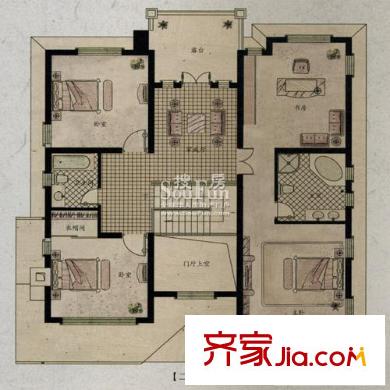 中國邊城二期西岸A島66號樓二層DLT-17戶型 4室3廳2衛(wèi)1廚