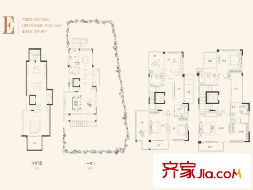 恒基富薈山二期標準層E戶型 5室2廳6衛(wèi)1廚