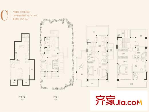 恒基富薈山二期標(biāo)準(zhǔn)層C戶型 5室2廳5衛(wèi)1廚
