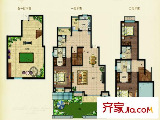 天生御景獨(dú)棟別墅標(biāo)準(zhǔn)層D1戶型 3室2廳4衛(wèi)1廚