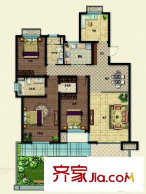 天生御景花園洋房標(biāo)準(zhǔn)層H1戶型 4室2廳2衛(wèi)1廚