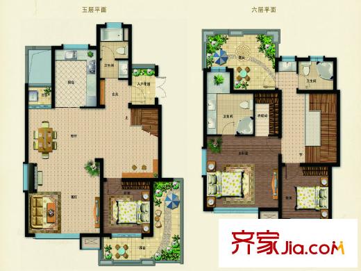 天生御景獨(dú)棟別墅標(biāo)準(zhǔn)層D9戶型 3室2廳3衛(wèi)1廚