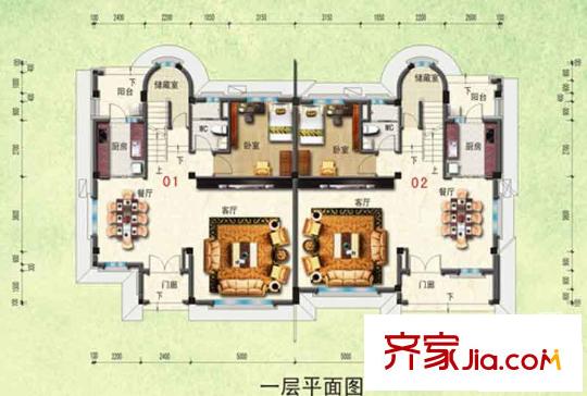 碧桂園如山湖城二期一層W-F戶型 4室2廳2衛(wèi)1廚