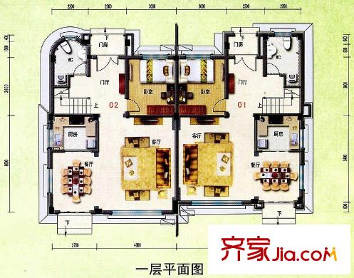 碧桂園如山湖城二期一層G戶型 1室2廳1衛(wèi)1廚