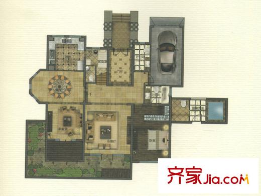 高德莊園一期017幢A戶型首層 3室3廳4衛(wèi)1廚