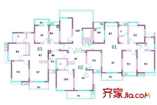 金泉泰來苑18幢標(biāo)準(zhǔn)層H1戶型 2室2廳1衛(wèi)1廚