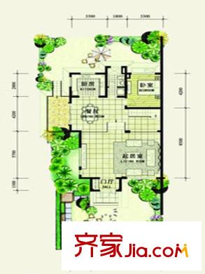 頤和南園別墅戶型圖一期別墅戶型一層S2戶型 5室2廳3衛(wèi)1廚
