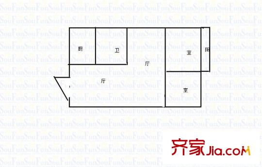 金王府戶型圖戶型圖 2室 2室1廳1衛(wèi)1廚