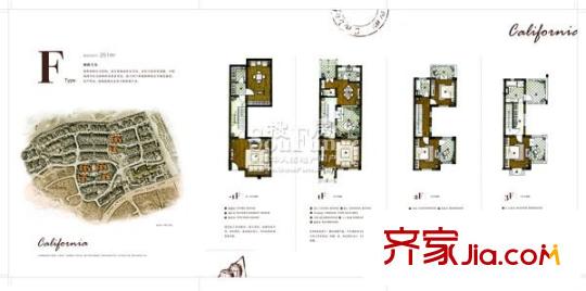 加州城一期別墅標準層F戶型 4室2廳3衛(wèi)1廚