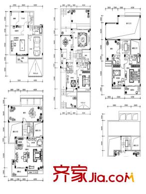 棲園戶型圖2棟聯(lián)排a3戶型 4室2廳4衛(wèi)1廚