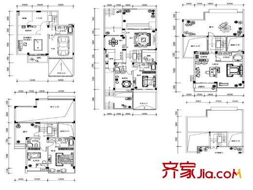 棲園戶型圖2棟聯(lián)排a2戶型圖 4室2廳4衛(wèi)1廚