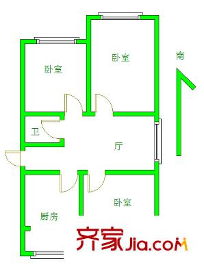 清江花苑戶型圖戶型圖 3室 3室2廳1衛(wèi)1廚