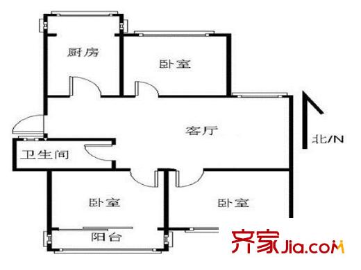 清江花苑戶型圖戶型圖 3室 3室1廳1衛(wèi)1廚