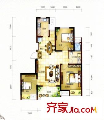 中電頤和家園戶型圖戶型圖 3室 3室2廳1衛(wèi)1廚