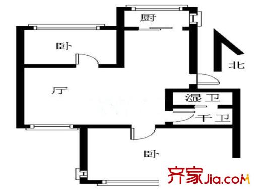 清江花苑戶型圖戶型圖 2室 2室1廳1衛(wèi)1廚