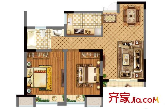 蘇寧威尼斯水城十六街區(qū)B戶型 2室2廳1衛(wèi)1廚