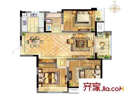 蘇寧威尼斯水城12街區(qū)D戶型 3室2廳1衛(wèi)1廚