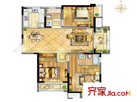 蘇寧威尼斯水城12街區(qū)C戶型 4室2廳2衛(wèi)1廚