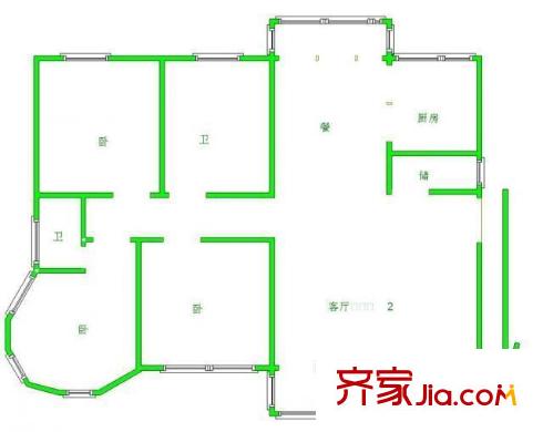 市政天元城戶型圖戶型圖 3室 3室2廳2衛(wèi)1廚